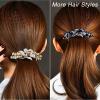 1 Count Large Premium Hair Barrette for Elegant Women Crystal Rhinestones Hair Clip for Professional Ladies French Flowers Barrette Spring Hair Barrette (Violet) view 4