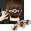 1 Count Large Premium Hair Barrettes for Elegant Women Crystal Rhinestones Hair Clips for Professional Ladies French Flowers Barrettes Spring Hair Barrettes (Red) view 1