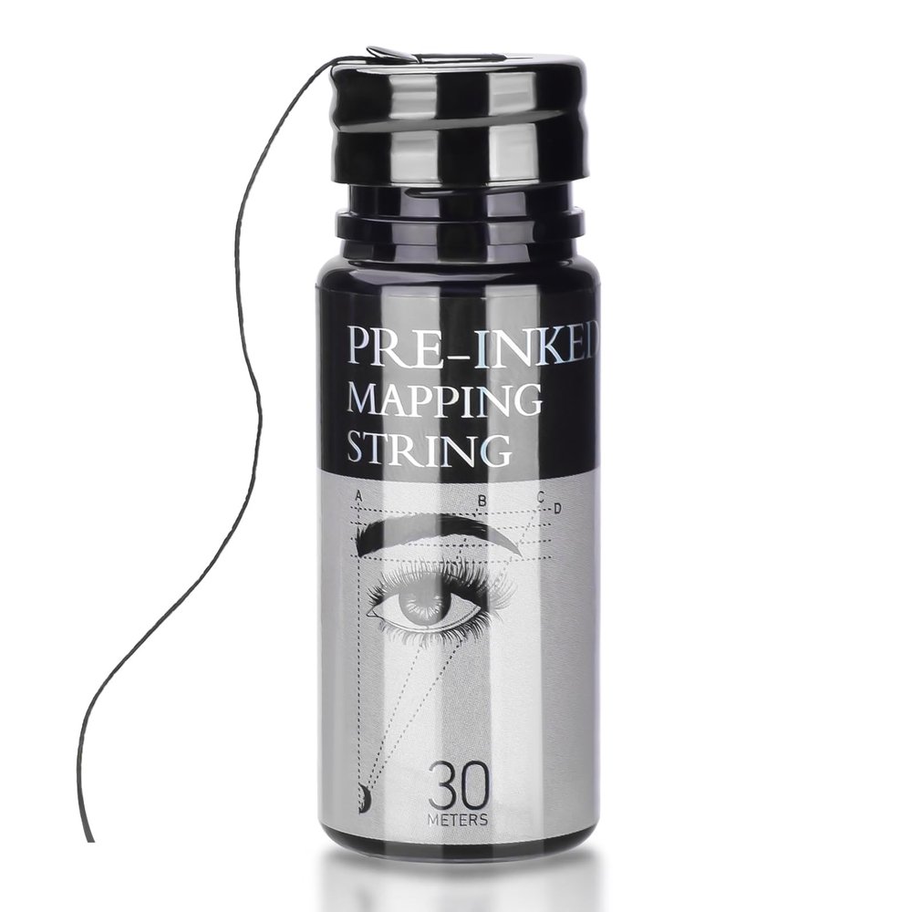ATOMUS Eyebrow Mapping String 1 Bottle Pre-inked 30m(98ft) Microblading String for Brow Marking Measuring String for Eyebrow Makeup (Black)