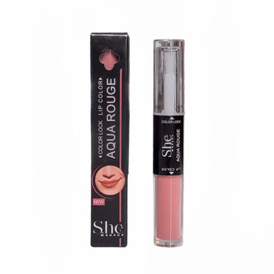 Aqua Rouge Matte Liquid Lipstick and Clear Lipgloss Duo by She Makeup (AR05 Pink Passion)