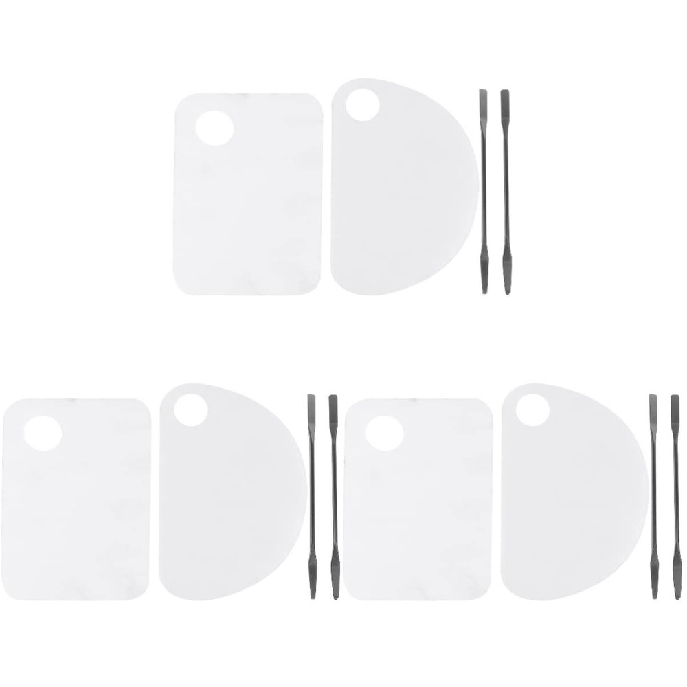 Healeved 3sets Nail Art Nail Art Tool Supply Plastic Makeup Palette Mixing Plate Smooth Surface Professional Home Use