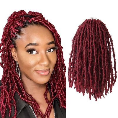 12 Inch Light Weight Butterfly Locs Crochet Hair 8 Packs Butterfly Faux Locs Crochet Hair Short Burgundy Distressed Butterfly Locs, 118#(Bug)