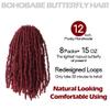 12 Inch Light Weight Butterfly Locs Crochet Hair 8 Packs Butterfly Faux Locs Crochet Hair Short Burgundy Distressed Butterfly Locs, 118#(Bug) view 2
