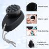Beomeen 2 Pack Facial Cleansing Brush 2 in 1 for Face Exfoliation, Soft Bamboo Charcoal Microfiber Bristle Dual Face Silicone Scrubber Brush for Pore Deep Cleansing Skincare with Lid, Black+Gradient view 2