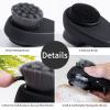Beomeen 2 Pack Facial Cleansing Brush 2 in 1 for Face Exfoliation, Soft Bamboo Charcoal Microfiber Bristle Dual Face Silicone Scrubber Brush for Pore Deep Cleansing Skincare with Lid, Black+Gradient view 3