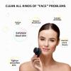 Beomeen 2 Pack Facial Cleansing Brush 2 in 1 for Face Exfoliation, Soft Bamboo Charcoal Microfiber Bristle Dual Face Silicone Scrubber Brush for Pore Deep Cleansing Skincare with Lid, Black+Gradient view 4