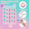 Allstarry 132pcs Kids Press on Nails, Pre-glue Glitter Kid Fakenail Set view 2