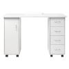 Goujxcy Rolling Nail Table Manicure Table Nail Desk Station, Beauty Salon Nail Station Desk Nail Art Equipment with 4 Drawers & Large Cabinet & Wrist Rest,White view 1