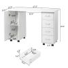 Goujxcy Rolling Nail Table Manicure Table Nail Desk Station, Beauty Salon Nail Station Desk Nail Art Equipment with 4 Drawers & Large Cabinet & Wrist Rest,White view 2