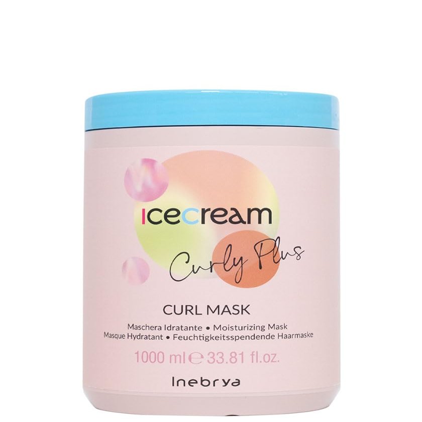 Inebrya Ice Cream Curly Plus Curl Mask Deep Moisturizing & Anti-Frizz Mask for Curly and Wavy Hair, 100% Vegan