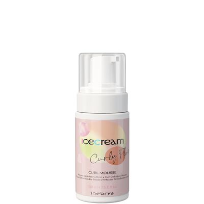 Inebrya Ice Cream Curly Plus Curl Mousse  Lightweight Anti-Frizz & Curl Defining Foam for Curly and Wavy Hair
