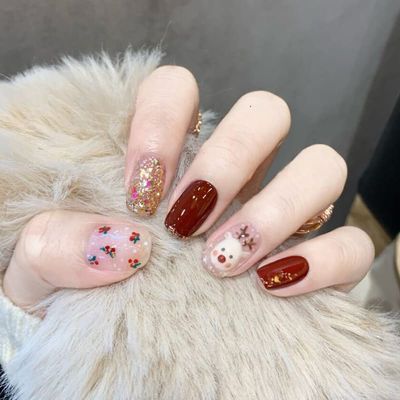 Light Rain Large Size Hand-made Press on Nails, 3D Gel UV Finished False nails with Design by Professional Manicurist