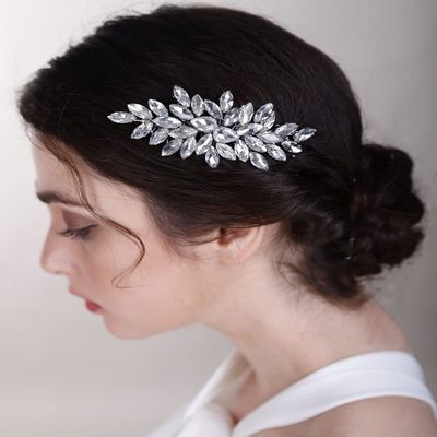 Chargances Crystal Bridal Hair Comb Gold Wedding Rhinestone Hair Side Comb Fashion Hair Clip Handmade Head Accessories for Bride Wedding Prom Flower Girl Headpieces (Gold)