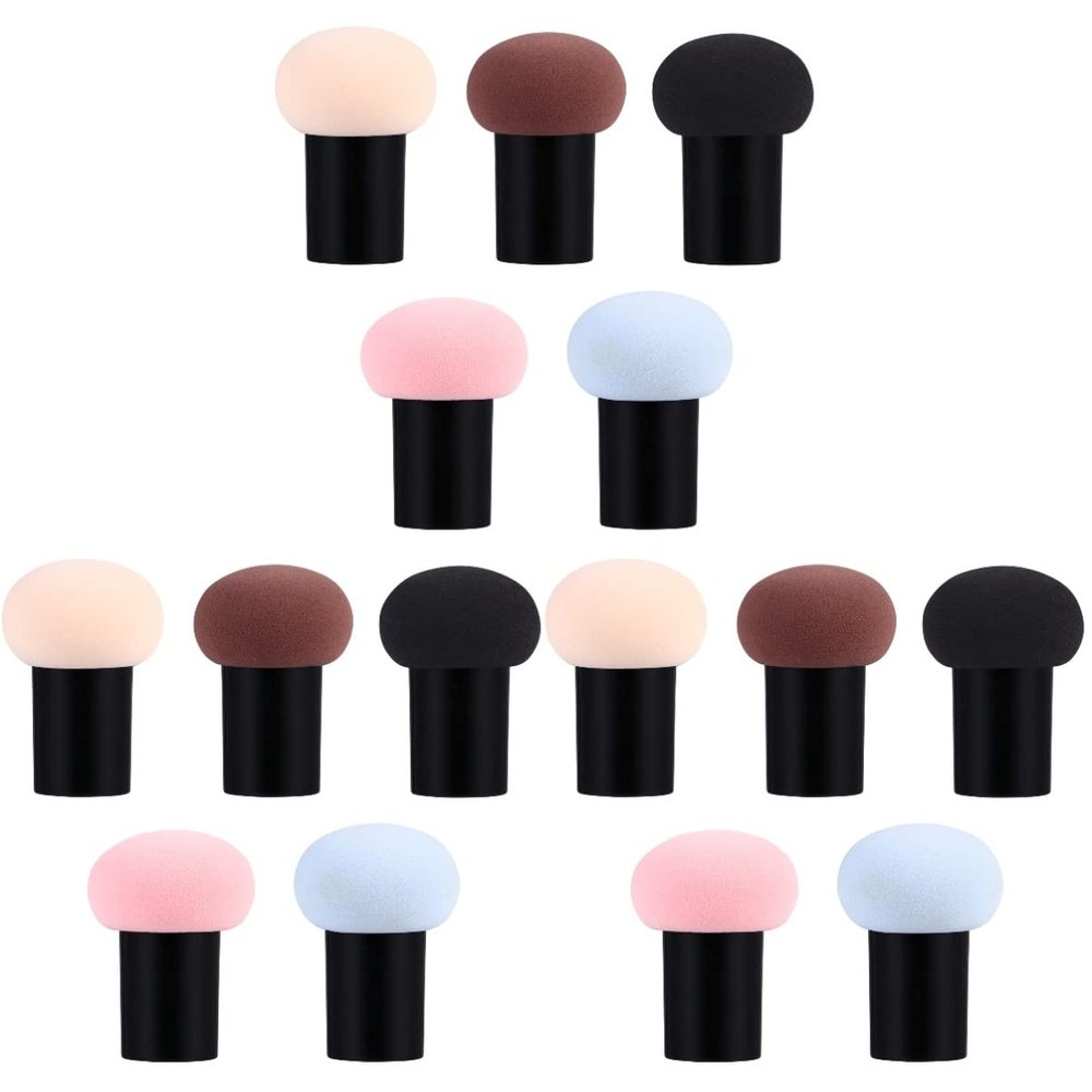 Beaupretty 15pcs Mushroom Shape Makeup Applicator Sponges Flexible Design for Easy Foundation Application Dry Wet Use Compact for Travel Materials