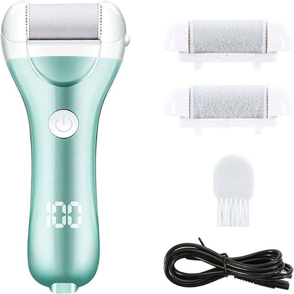 YOUOOK Callus Remover for Feet, Electric Foot File Rechargeable Hard Skin Remover Pedicure Tools kit Electronic Waterproof Callus Shaver for Cracked Heels Thick Callous Dead Skin with 3 Roller Heads