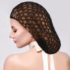 Waydress 2 Pieces Mesh Hair Net Rayon Knit Snood Women Crocheted Sleep Cap (Black, Blue) view 2