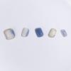 Light Rain Short Press on Nails - Jeans, 3D Handmade Blue and White Reusable Gel UV Finished False nails, Hand-Painted Fake Nails with Design by Professional Manicurist, Short Square, Large Size view 2