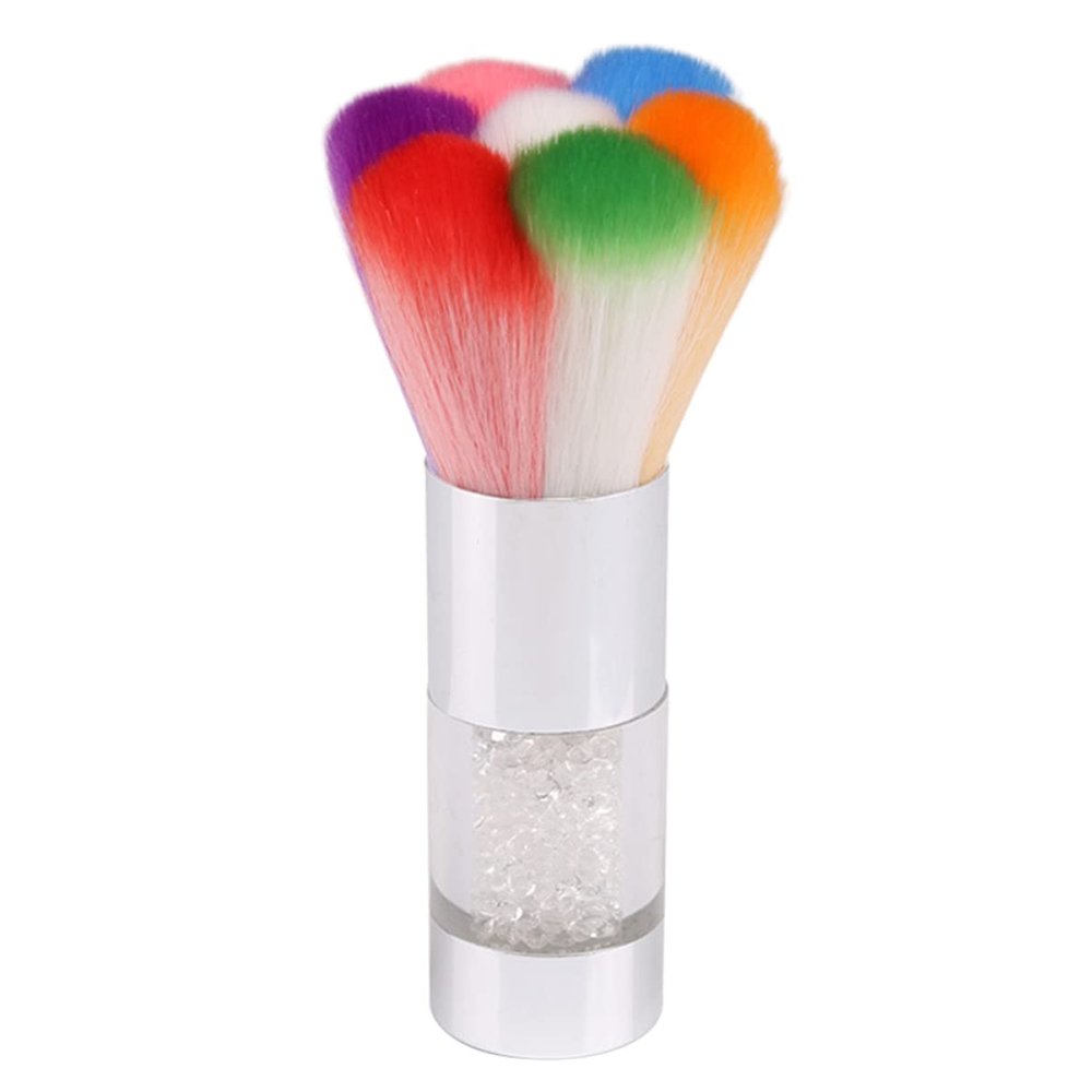 Beaupretty Nail Art Dust Brush Metal Handle Petal Shape Cleaner for Nails and Makeup Multi-use for Dust Removal and Polish Application Silver
