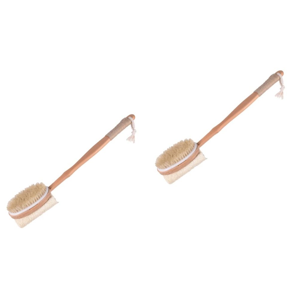 2pcs Spa Back Brush Bath Massager Brush Long Handle Bath Brush Body Care Brush Wooden Body Brush Shower Brush