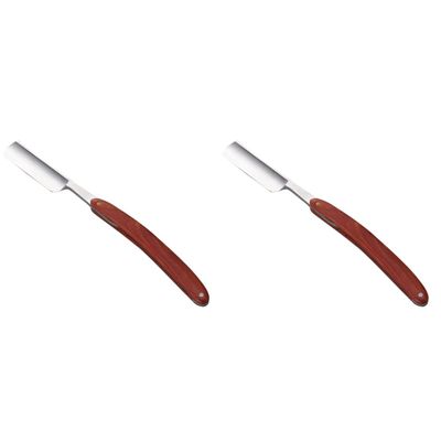 Healifty 2pcs Straight for Men Handmade Stainless Steel Shaving Tool Natural Wood and Portable Design for Barbers and Home Use