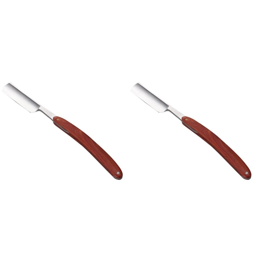 Healifty 2pcs Straight for Men Handmade Stainless Steel Shaving Tool Natural Wood and Portable Design for Barbers and Home Use