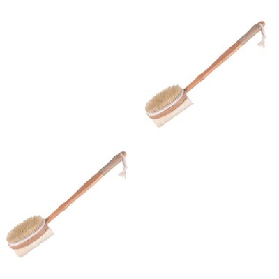 Alipis 2pcs Wooden Bath Body Brush Handle and Double-Sided Natural Bristles for Exfoliating and Massaging for Use Skid Design