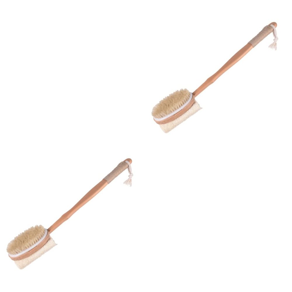 Alipis 2pcs Wooden Bath Body Brush Handle and Double-Sided Natural Bristles for Exfoliating and Massaging for Use Skid Design