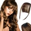 2Pcs Bangs Hair Clip in Extensions, French Hair Bangs Fringe Hair Extension One Piece Clip on Front Bangs Hairpiece Forehead Topper, Clip in Fringe Wigs Synthetic for Girls Women, Fashion Light Brown view 1