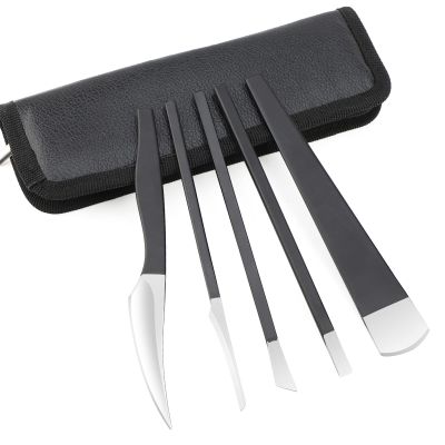 PARTURI Pedicure Knife Kit, 5pcs Black Foot Dead Callus Remover Stainless Set, Professional Ingrown Toenail Steel Tools, Feet Skin Care Nail File Tool Manicure Clippers Cuticle Scraper Toe Shaver