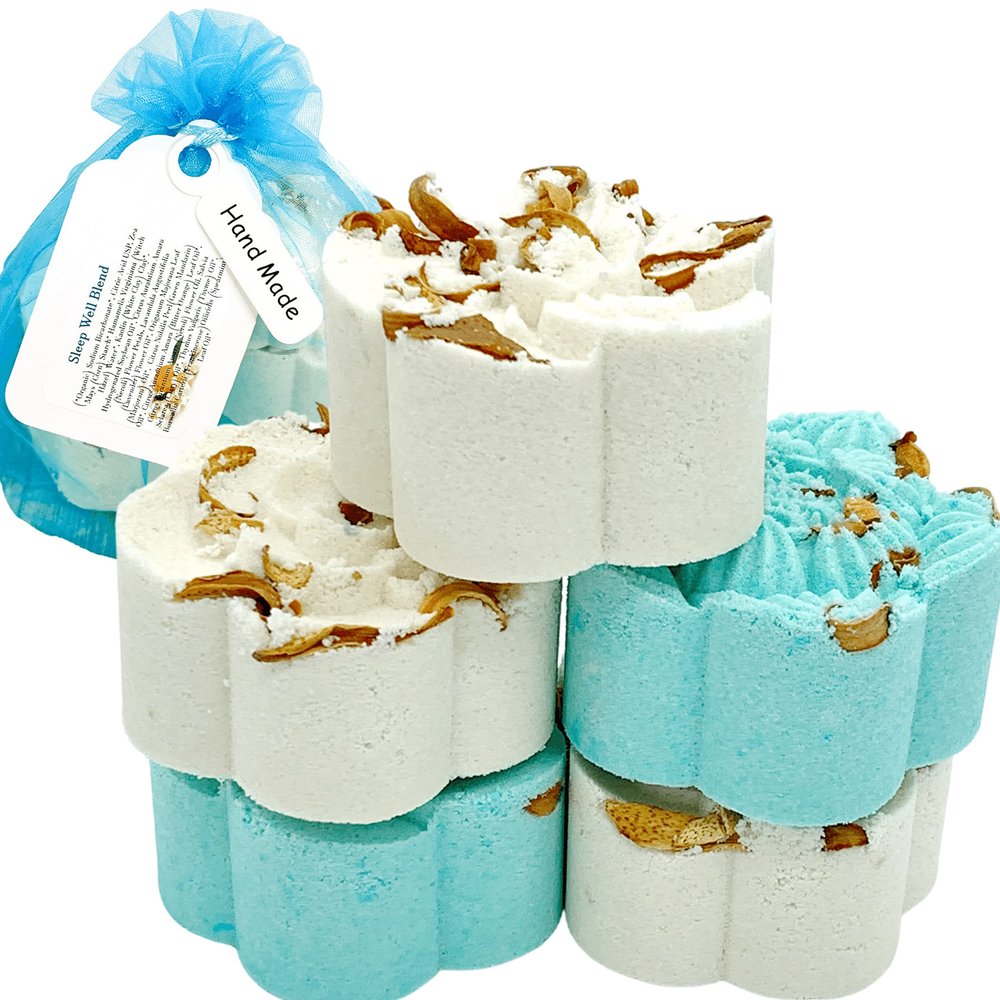 SLEEP WELL EXTRA STRENGTH Shower Bombs w/Lavender, Neroli  Sleep Support Essential Oil Blend Aromatherapy Shower Steamers | Relaxing Mothers Day Gift Idea (No Bomb Bag Added)