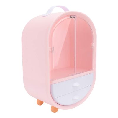 FOMIYES 1pc Double Door Practical Cosmetics Organizer Convenient Desktop Storage Container for Makeup Dustproof Design for Home Use Pink