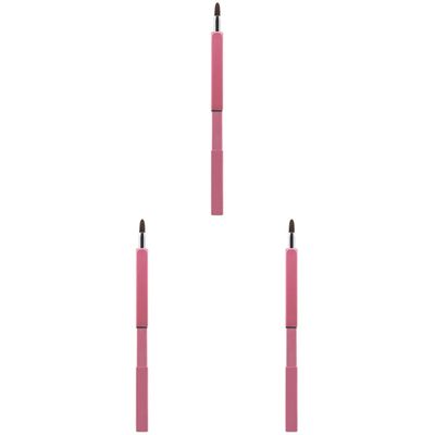 FOMIYES 3pcs Retractable Lip Brush Nylon Fiber for Lipstick Application Portable Makeup Tool Metal Tube for Home and Travel Use