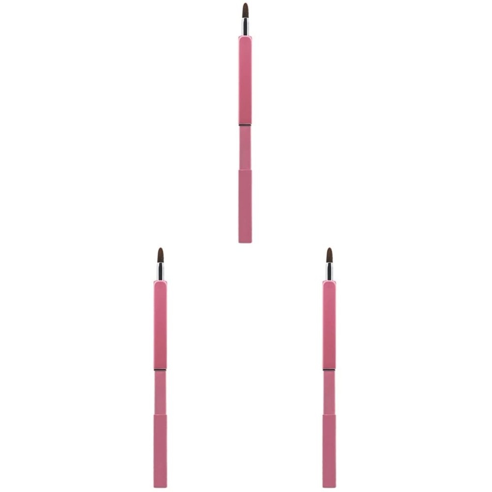 FOMIYES 3pcs Retractable Lip Brush Nylon Fiber for Lipstick Application Portable Makeup Tool Metal Tube for Home and Travel Use