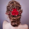 PAGOW Rose Flower Comb 6.1inch Red Hair Clip Bridal Girl Women Accessories Bride Headpiece Gift for Wedding Party Prom Chrismas Valentine's Day Long Thick Haiir view 4