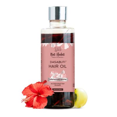 Nat Habit Hibiscus Amla Hair Oil For Men & Women, Promotes Hair Growth & Thickness, Suitable For All Hair Types, Free From Paraffin, Mineral Oil, Preservatives & Chemicals, 100ml