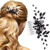 PAGOW Black Teardrop Hair Comb, Vintage Rhinestone Crystal Onyx Small Headpiece, Bridal Side Combs Handband Accessories for Women and Girls (5.3 x 2.6 inch) view 1