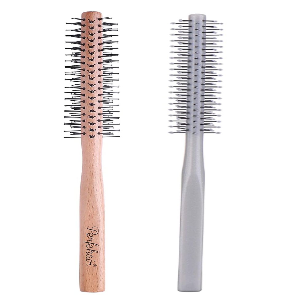 Small Round Hair Brush -1 Inch, Soft Ball-tipped Nylon Bristles & Mini Round Hair Brush, 1 Inch
