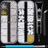 Nail Art Rhinestone Glue Gel&2 Boxes 3D Charms Accessories Kit 5, 1 Pc of 15ml Rhinestone Glue(UV/LED Needed)+3D Flowers Nail Decors Gems Crystal Pearls Bow Beads with Dual-End Brush Tool And Tweezer view 1