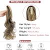 Leterly Ponytail Extension Clip in Claw 18" Curly Wavy Pony Tails Clip-on Long Hairpiece Jaw for Women Ash Blonde Mix Brown view 2