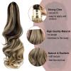 Leterly Ponytail Extension Clip in Claw 18" Curly Wavy Pony Tails Clip-on Long Hairpiece Jaw for Women Ash Blonde Mix Brown view 3