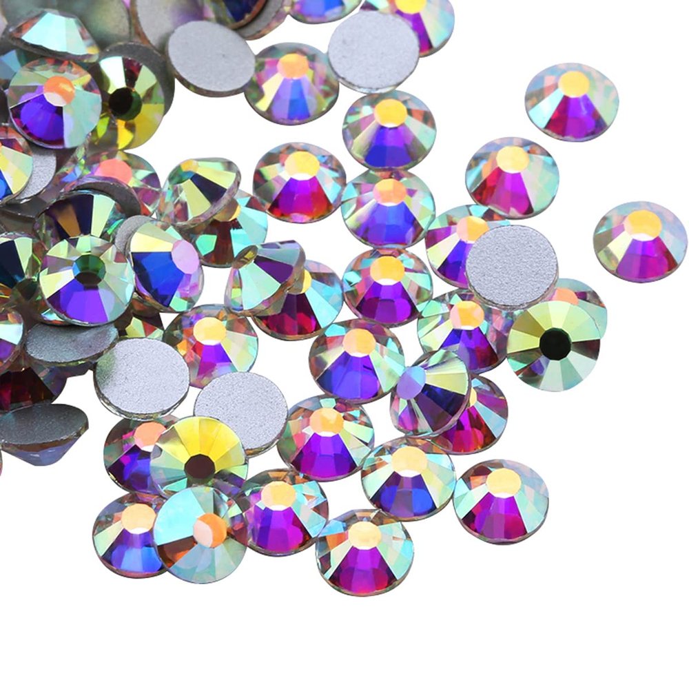 ECYC 1440 Pcs 2.8mm Flatback Crystal Rhinestones, Silver Nail Art Decoration Rhinestones Glitter Glass Gems Stones for DIY Crafts Nails Clothes Shoes Bags Decoration,Rainbow