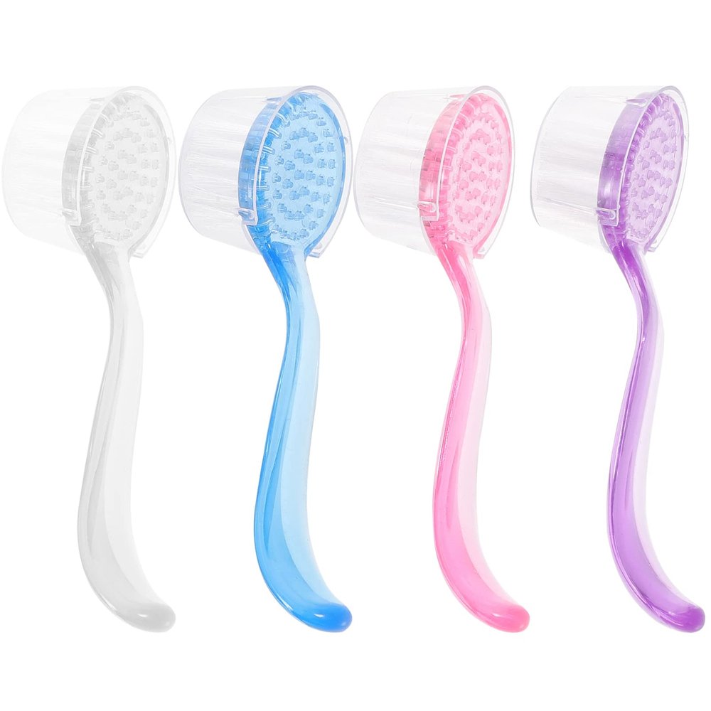 Artibetter Silicone Face Scrubber 4pcs Facial Cleansing Brush Face Scrubbers with Handle Exfoliating Facial Brush Soft Bristle Exfoliator Cleaner Brush for Wet or Dry Brushing Pore Scrubber