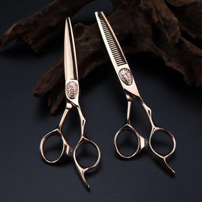 Professional Hair Cutting Shears, 6 inch Japan 440c Professional Rose Gold Hairdressing Scissors Barber Sharp Scissor Hair Stylist Hair Scissors Sets (Color : 6 inch set)
