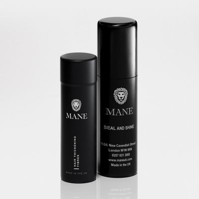 Mane Hair Building Fibers with a Seal and Shine finishing spray (Dark Brown)