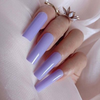 ZYBUXY 120pcs Luxury Lady Purple Press on Nails Super Long Rectangl Acrylic Salon Solid color Fake Nails Ballet Glossy for women and Girl False Nails