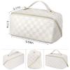 ALEXTINA Large Capacity Travel Cosmetic Bag - Travel Makeup Bags for Women Waterproof PU Leather Checkered Makeup Organizer Bag with Dividers and Handle,Toiletry Bag for Cosmetics, White view 4