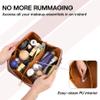 Large Capacity Travel Cosmetic Bag - Portable Makeup Bags for Women Waterproof PU Leather Checkered Makeup Organizer Bag with Dividers and Handle,Toiletry Bag for Cosmetics, Brown view 4