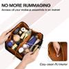 ALEXTINA Large Capacity Travel Cosmetic Bag - Portable Makeup Bags for Women Travel Toiletry Bag Waterproof Leather Checkered Makeup Organizer Bag, Roomy Cosmetic Bag for Women and Girls, Black view 3