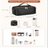ALEXTINA Large Capacity Travel Cosmetic Bag - Portable Makeup Bags for Women Travel Toiletry Bag Waterproof Leather Checkered Makeup Organizer Bag, Roomy Cosmetic Bag for Women and Girls, Black view 4