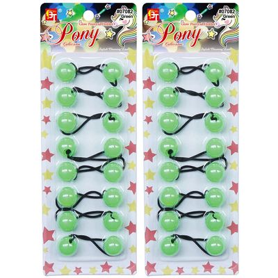 16 Pcs Hair Ties 20mm Ball Bubble Ponytail Holders Glow in the Dark Colorful Elastic Accessories (Green)